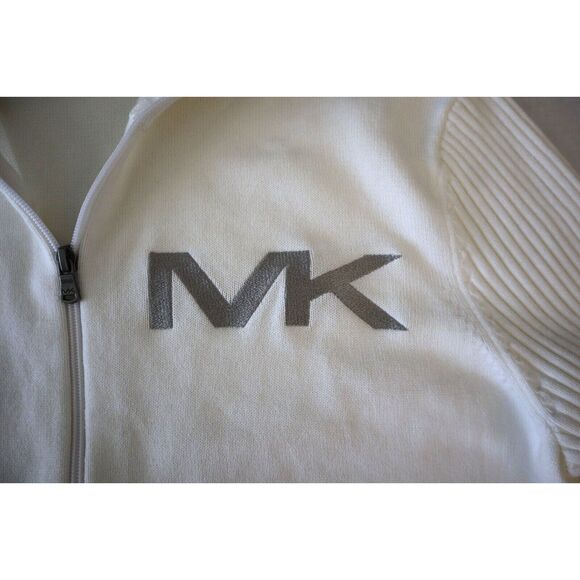 Michael Kors Men's Sz L White/Ivory Chunky Mock Neck Full Zip Sweater - Picture 5 of 7